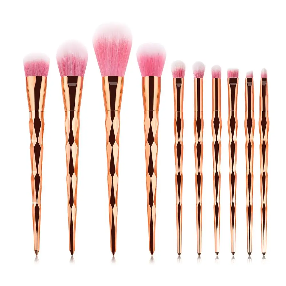 10Pcs Diamond Makeup Brushes Set Powder Foundation Eye Shadow Blush Blending Cosmetics Beauty Make Up Brush Tool Kits