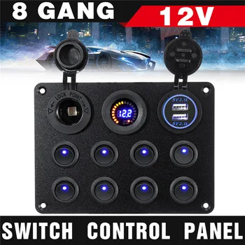 

Waterproof IP68 Digital Voltmeter Dual USB Port 12V 24V Outlet Combination Car Marine LED Rocker Switch Panel