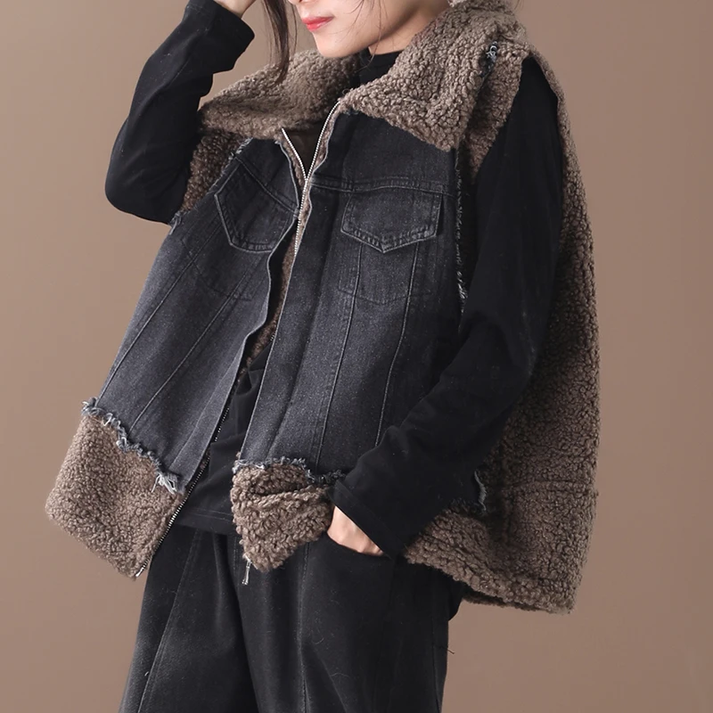 Женский джинсовый жилет свободного покроя новый зимний размера плюс в Корейском