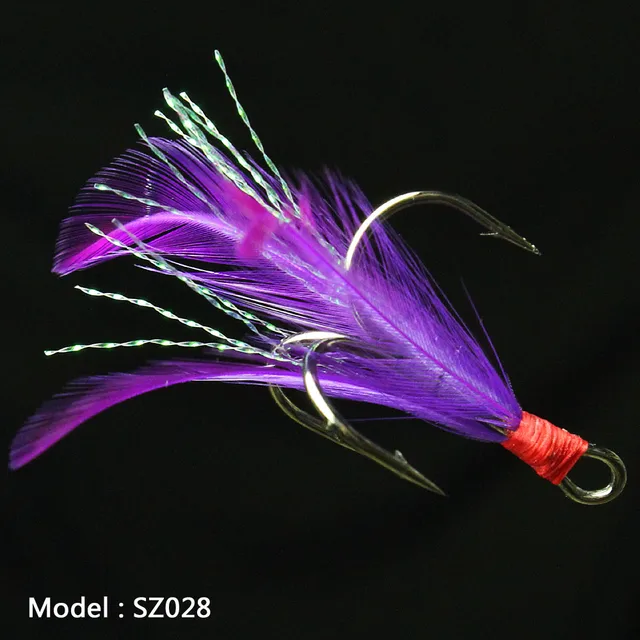 20pcs/lot Fish hook 2 4 6 8 10# Black /Red Fly Fishing Hook with 25 Colors Feather Fishing Tackle High Carbon Steel Barbed Hooks SZ028