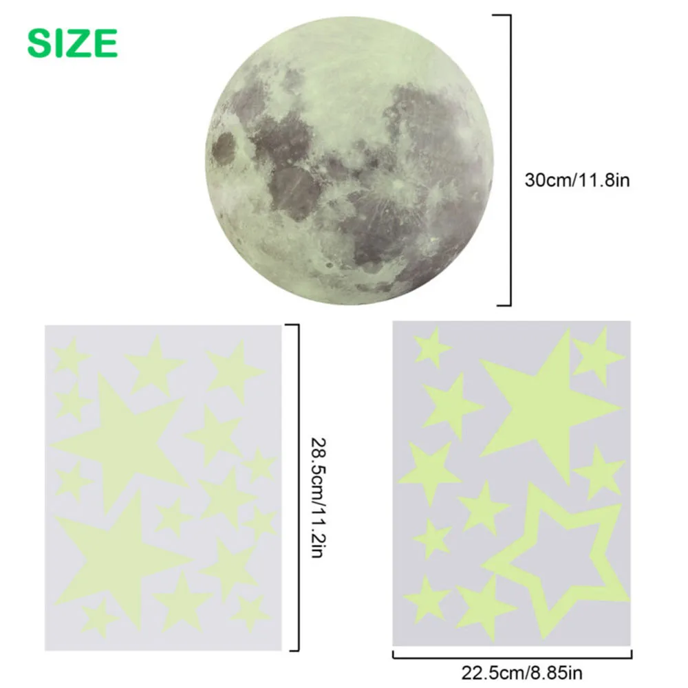 435Pcs Glow In The Dark Luminous Stars And Moon Planet Space Wall Stickers Decal 