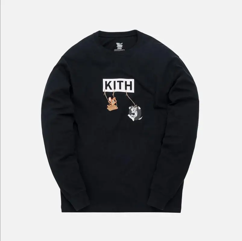 19ss Kith X Tom футболки для мужчин и женщин 1:1 одежда высшего качества Kith футболка с длинными рукавами в стиле хип-хоп Уличная Джастин Бибер Kith футболка