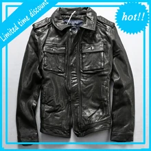 Мужская куртка из овчины, брендовая роскошная классическая кожаная черная куртка-бомбер, дизайнерская винтажная Мужская мотоциклетная байкерская куртка