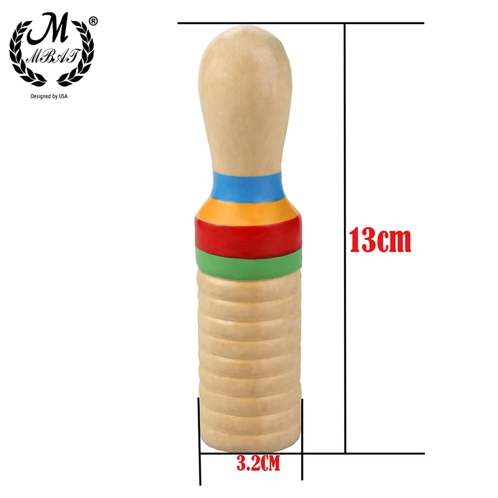 M MBAT Wooden Musical Instrument Children Kid Toys Sound Tube Small Single-Threaded Ring Percussion Cylinder Croak Frog Barrel