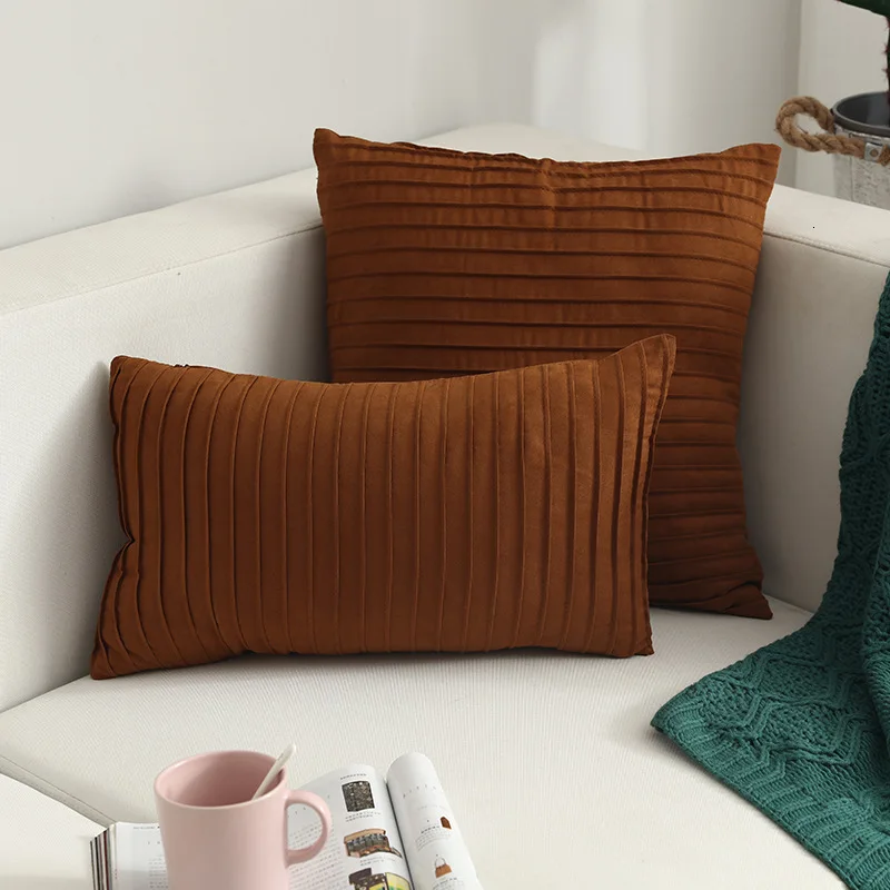 Modern Simple Nordic Velvet Pillow Cover Vertical Terms Cushion Cover For Sofa Decoration Cushion Cover - Цвет: 102