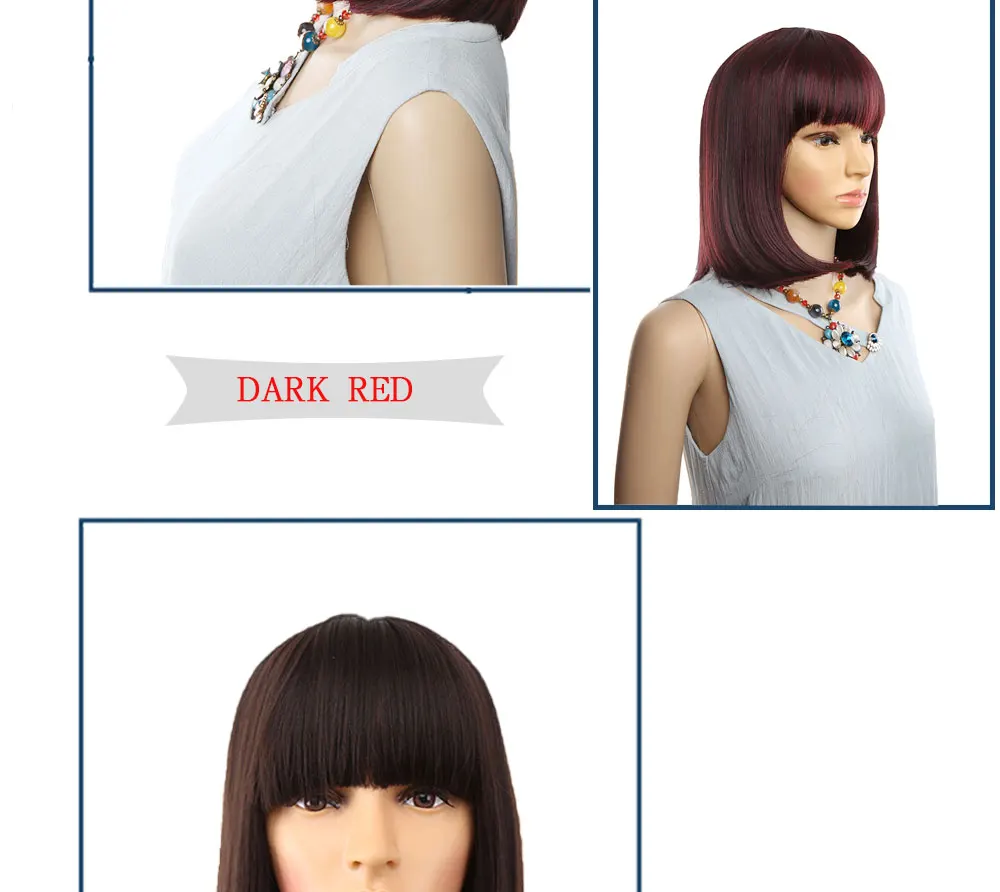 Straight Synthetic Wigs With Bangs For Women