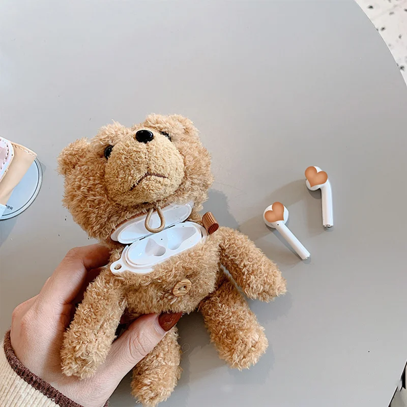 Пушистый Медведь силиконовый Bluetooth футляр для наушников Apple Airpods Pro Air Pods 1 2 3 Airpodspro