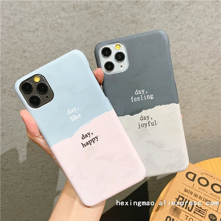 Простой сращивания Цвет чехол для телефона для iphone 11» бетонный завод XS Max X XR 8 7 6 S PlusCover Мультяшные парные Стиль чехол s Матовый Жесткий чехол Capa