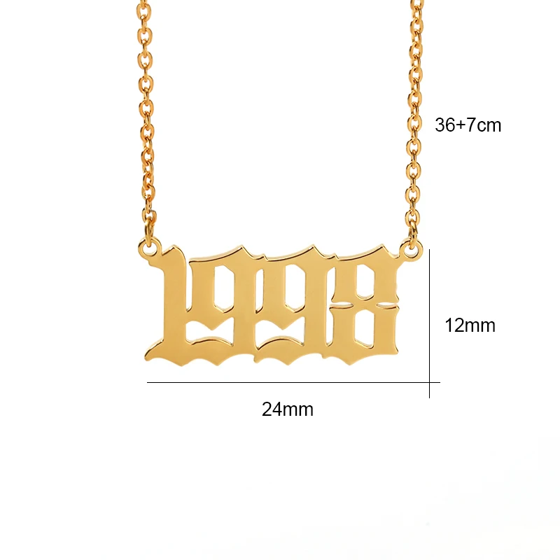 Персонализированное старинное английское ожерелье, цифровое ожерелье, специальное ожерелье с датой, винтажное ожерелье 1996, колье для женщин bff