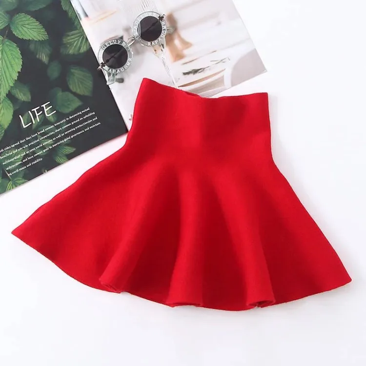 School Student Pleated Skirt for Girls Preppy Style Baby Party Skirts Children Clothing Winter Girls Knitted Skirts 4-14 Years
