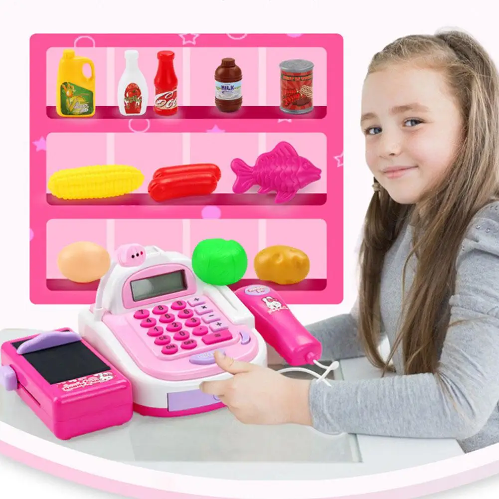 Kids Simulation Cash Register Calculator Cashier with Microphone and Sounds Pretend Play House Toys | Игрушки и хобби