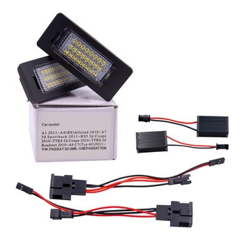 

2pcs Canbus No Error LED License Plate Lights bulb For Audi A1 A4 A5 A6 A7 Q5 TT TTS RS5 6000k White Error Free License bulb