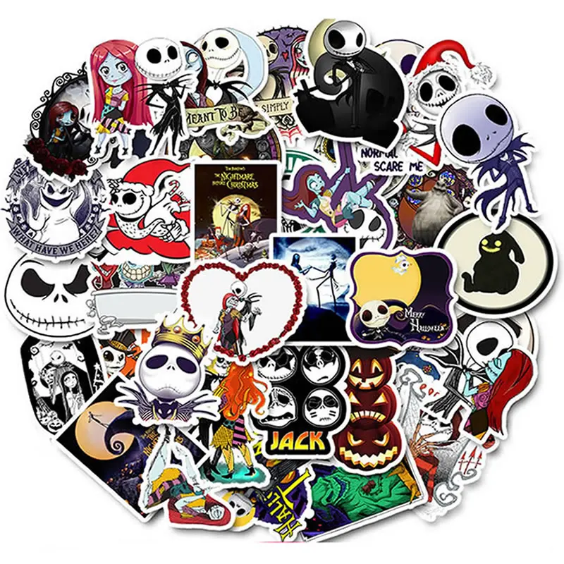 

50pcs/Pack Halloween Ghost Children Skateboard Waterproof Stickers Suitcase Guitar Girl Funny Graffiti Sticker Kid Classic Toy