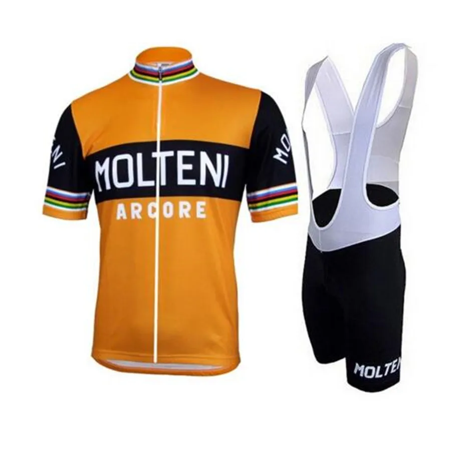 Велосипедная спортивная рубашка Pro Team MOLTENI Велоспорт Джерси мужская летняя вентиляция короткий рукав Велоспорт Джерси мужская одежда ретро - Цвет: bib suit