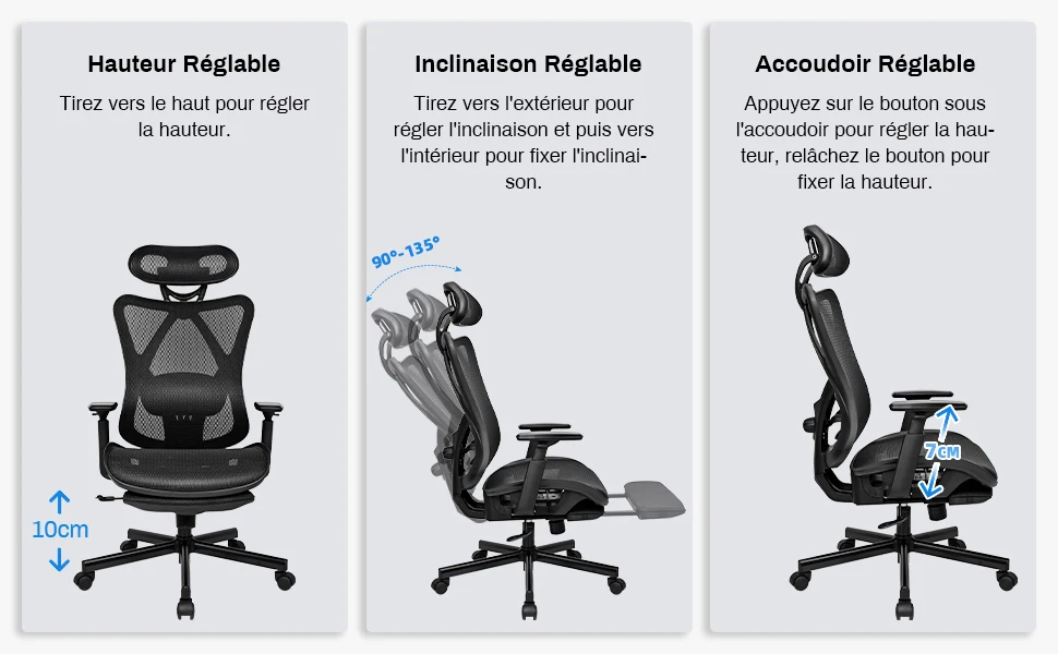 BASETBL Office Chair Ergonomic Computer Gaming PC Chair With Retractable Footrest Adjustable Headrest Recliner Mesh Breathable