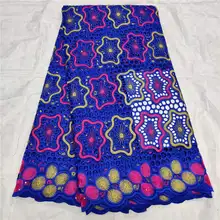 Красивый голубой цвет кружевной материал высокое качество швейцарская хлопковая вуаль кружева Австрия швейцарская кружевная ткань для ткани 5 ярдов в партии