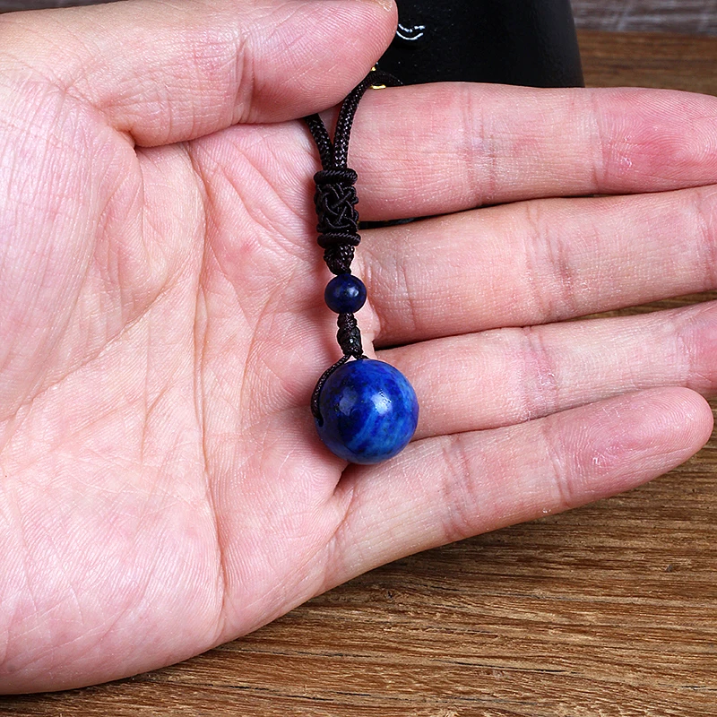 Natural Royal Lapis Lazuli Bead Pendant Necklaces Woman Transfer Good Luck Bead Necklace Amulet Rope Chain Handmade Jewelry Gift - Image 2
