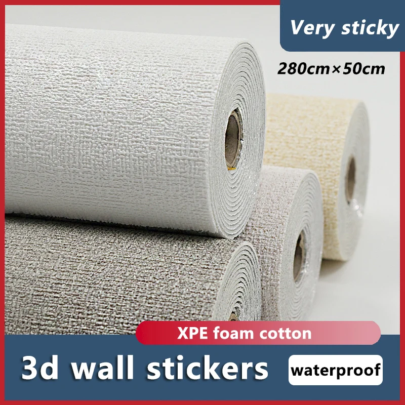 0.5x2.8m New Self-Adhesive Wall Paste Living Room Bedroom Bathroom Waterproof Thickened Wallpaper Soundproof Home Decoration