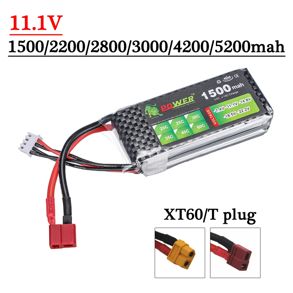 3S 11.1v LiPo Battery 1500mah 2200mah 2800mah 3000mah 4200mah 5200mah For Rc Off-road racing Car Boat Helicopter Airplane toys | Игрушки и