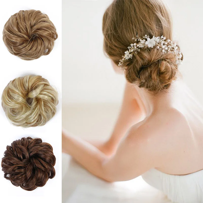 AOOSOO Ladies hair band with rubber band synthetic hair donut hair piece hairpin wrapped ponytail Hairwear