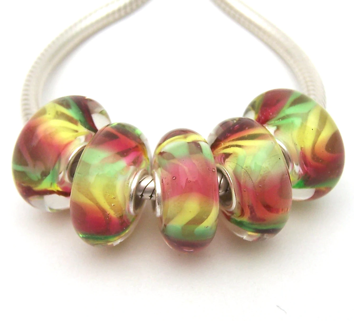 Бусины из серебра 100% пробы с муранским стеклом | Украшения и аксессуары