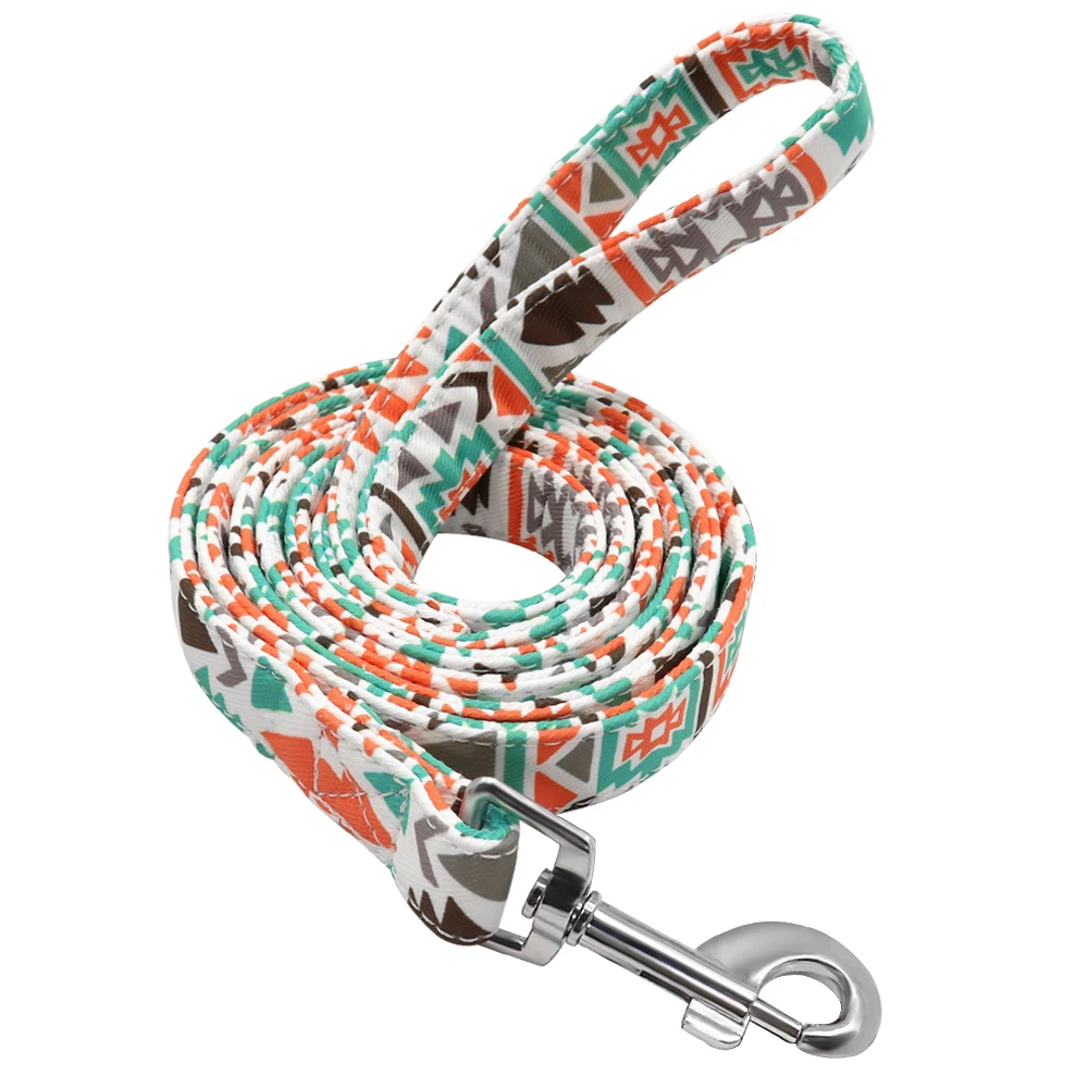 Оранжевый 150cm Fashion Dog Leash Lead Nylon Printed Pet Puppy Walking Leash Padded Running Training Leashes Rope For Small Medium Dogs - Цвет: Оранжевый