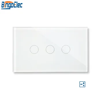 

Bingoelec US/AU Standard 3 Gang 2 Way Stair Touch Switch Luxury Glass Panel Light Sensor Screen Wall Switch AC 110-240 V