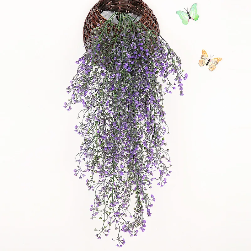 1PC New Artificial Fake Silk Flower Vine Hanging Garland Home Garden Wedding Festive& Party Supplies Decoration - Color: purple