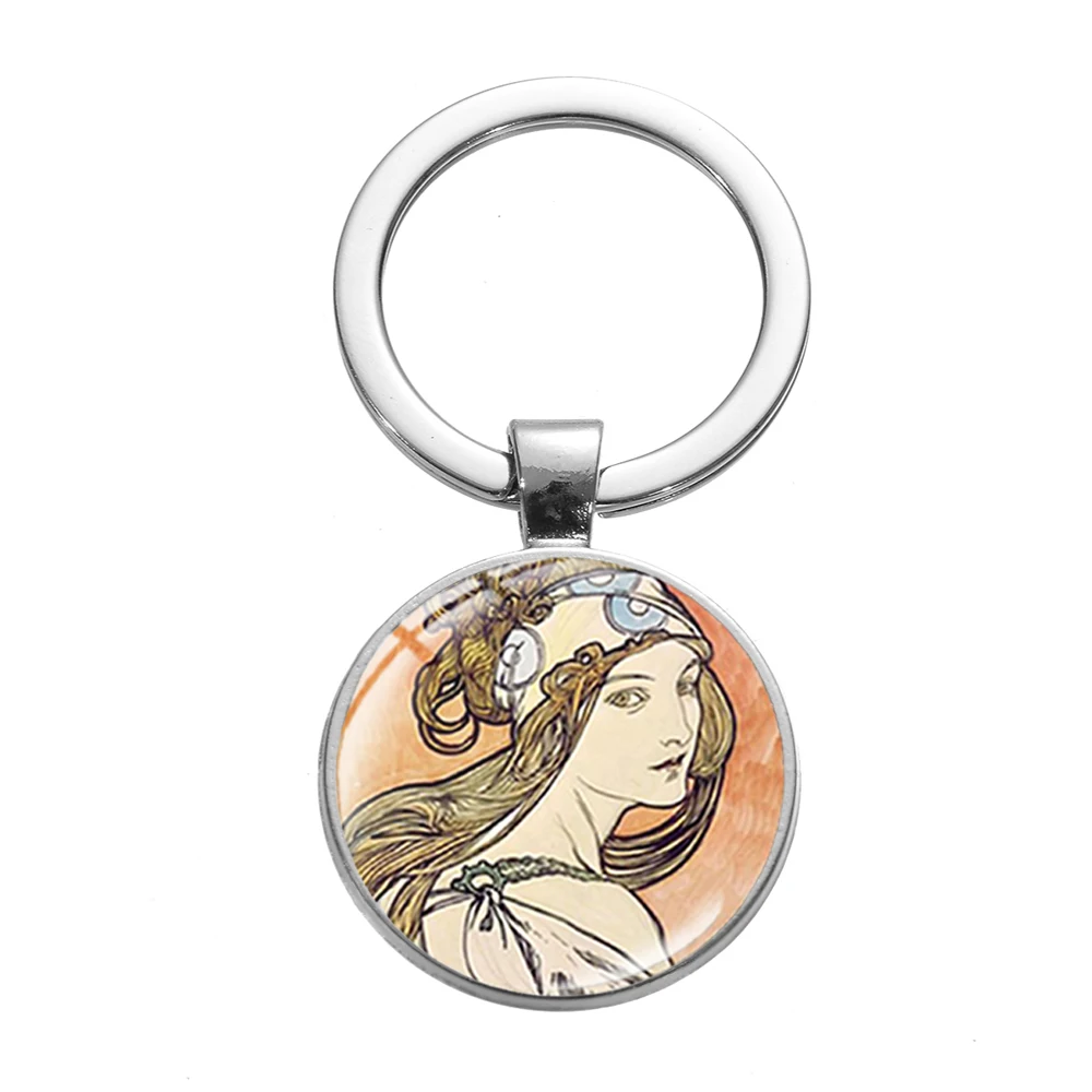 Style 8 SONGDA Alphonse Mucha aestetism брелок стиль Стиль модерн символ стекло кристалл серебряный брелок уникальная сумка с феей Шарм Кулон - Цвет: Style 8