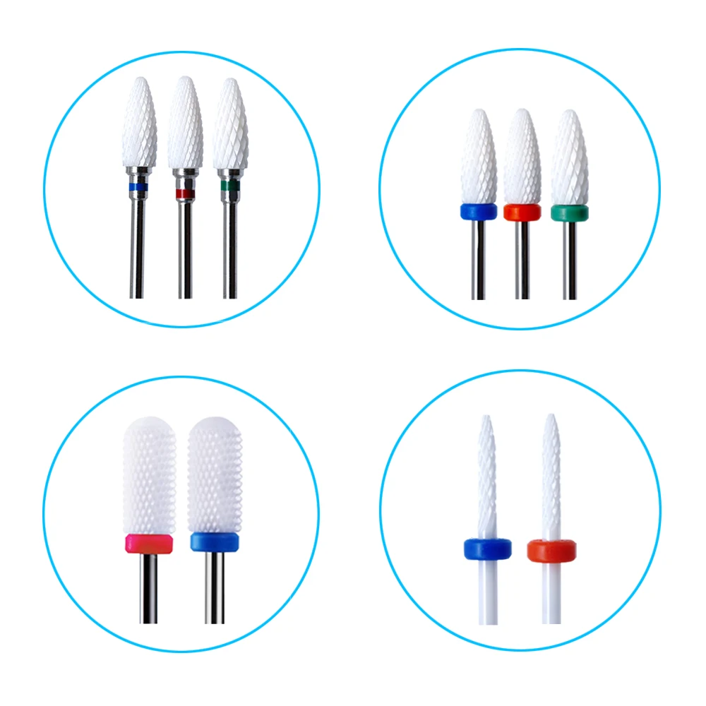 Brocas de cerámica para taladro eléctrico, accesorios de manicura, fresa de cerámica, herramienta de limado para salón de uñas