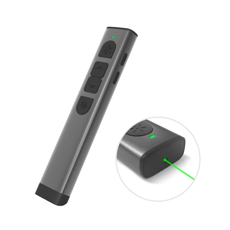 2,4 ГГц беспроводной USB приемник удаленный Powerpoint Ведущий PPT кликер флип ручка зеленая указка перезаряжаемый цифровой пульт дистанционного управления
