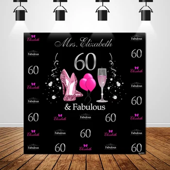 

Sxy1610 Custom Name Happy 60th Birthday Backdrops Pink Heel Blackboard Photography Background for Photo Studio 150x220c,