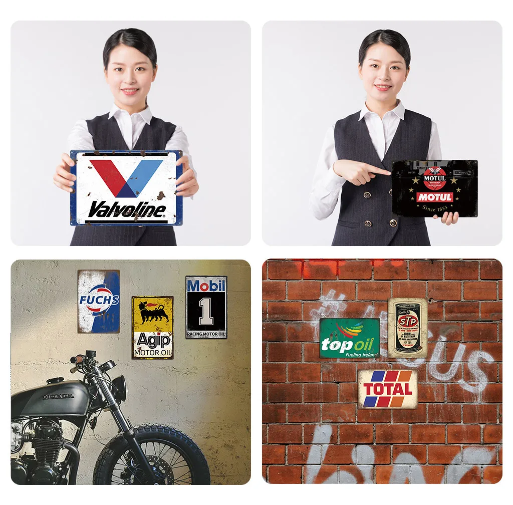 Putuo Decor Engine Oil Tin Sign Metal Sign Decorative Vintage Decor Plaque Garage Gas Station Man Cave Club Home Wall Decoration