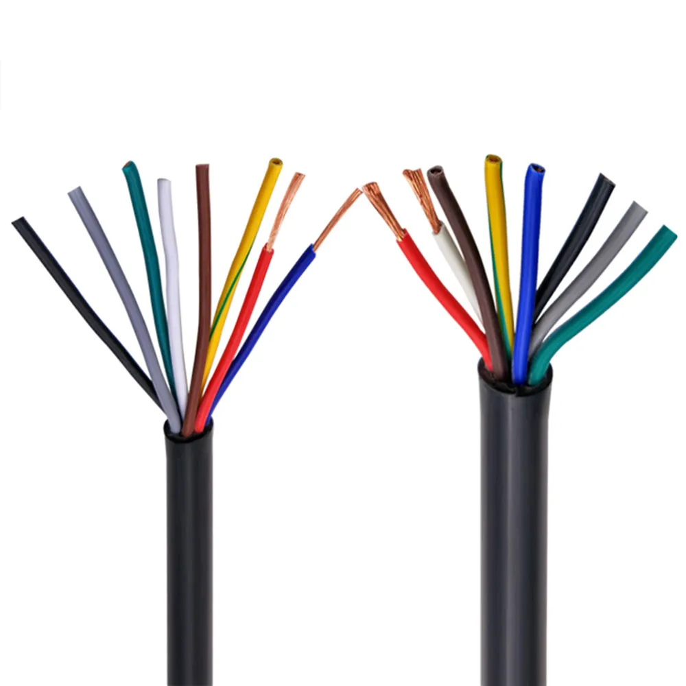 RVV black cable 17AWG 1.0MM 2 core 3 core 4 core 5 core 6 core 7 core 8 core 10 core 12 core 16 core 20 control signal wire