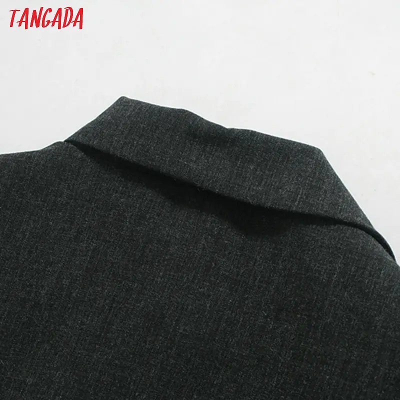 Tangada женский элегантный однотонный пиджак офисный женский винтажный блейзер с карманами рабочая одежда верхняя одежда JE66