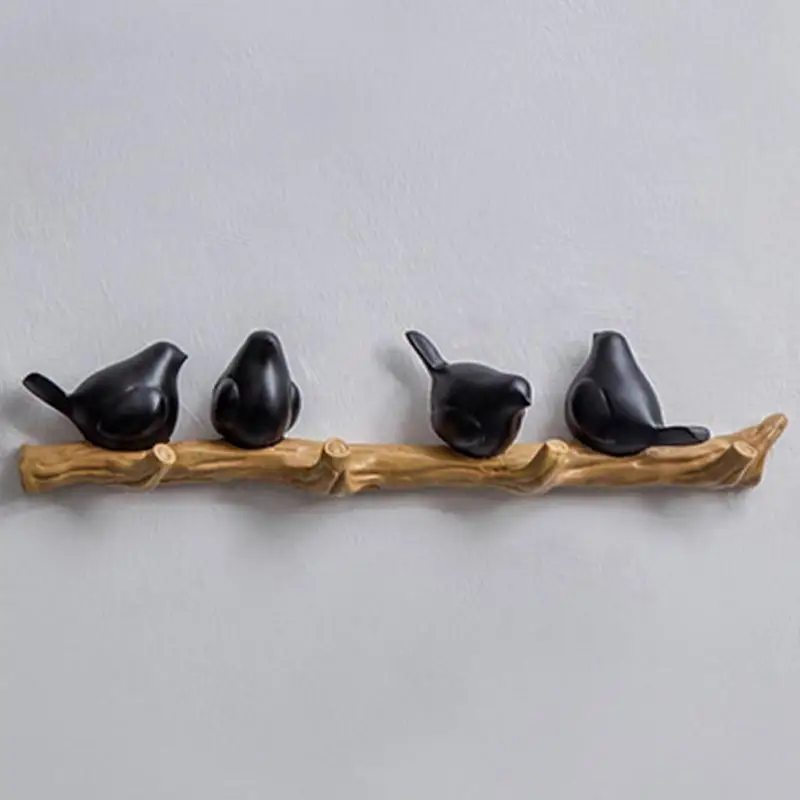 Вешалка для ресторана, спальни, настенная, сделай сам, 3D, в форме птицы, влагостойкая, для хранения, украшение, антикоррозийный держатель, крючок для одежды, для дома - Цвет: Black 4Birds