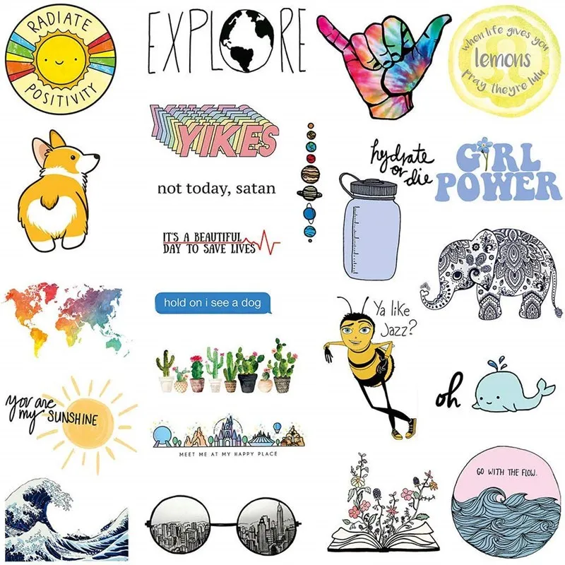 

23Pcs Waterproof Vinyl Cute Vsco Bullet Journal Decorative Cartoon Stickers Scrapbook Sticker Label Diary Stationery Album Stick