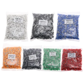 

1000pcs E0506 E0508 E0510 E0512 Insulated Ferrules Terminal Block Cord End Electrical Wire Connector Crimp Terminator