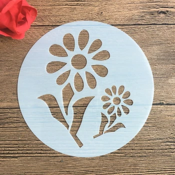 

6 inches Circle mold DIY Pattern hollow template Stencils cake baking sugar powder sieve mold graffiti drawing tiles Stencils-15