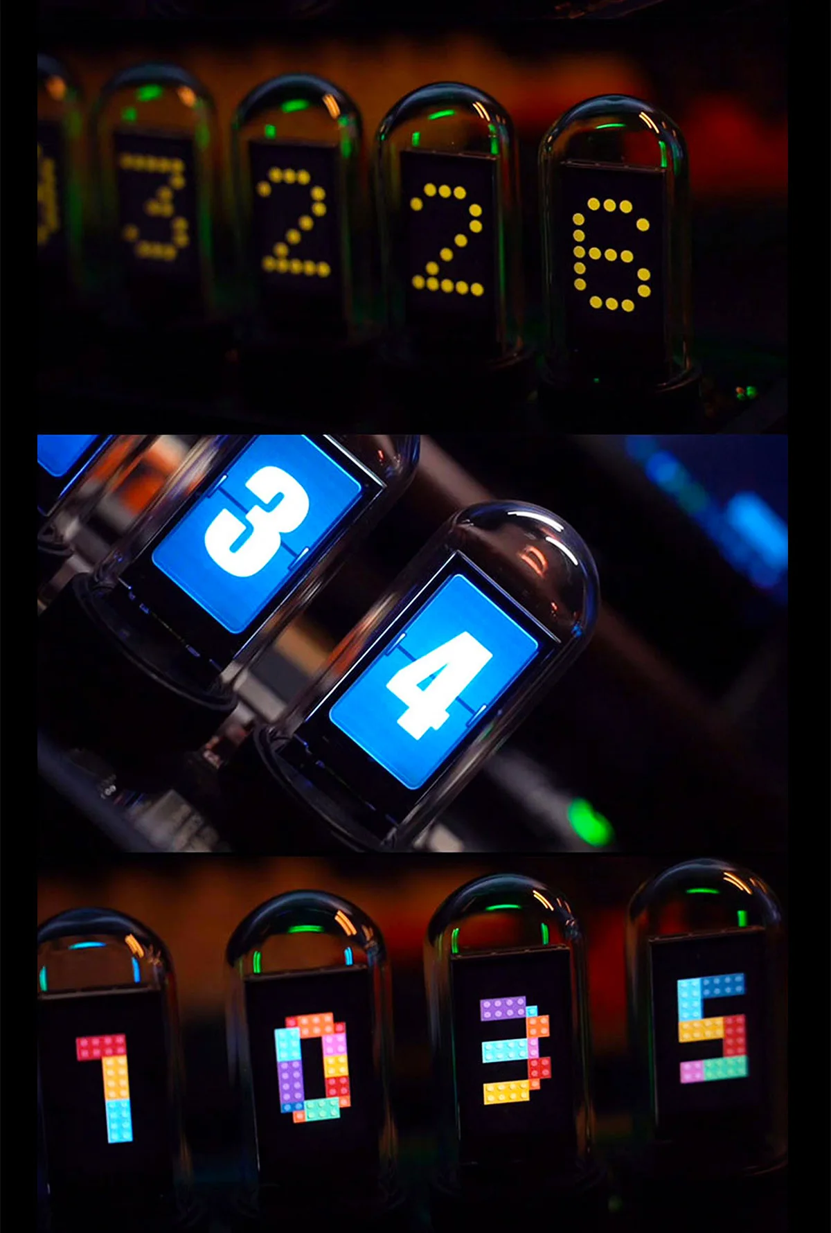[Ganxin] DIY LED Glow Tube Clock Retro RGB Proposed Glow Tube Clock Desktop Retro Tube Bulb Clock