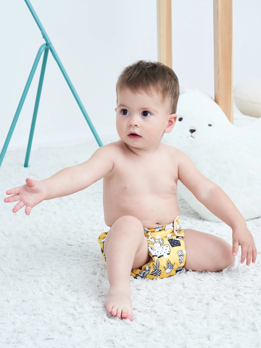 [Littles & Bloomz]9 шт./компл. Многоразовые моющиеся подгузники из натуральной ткани 9
