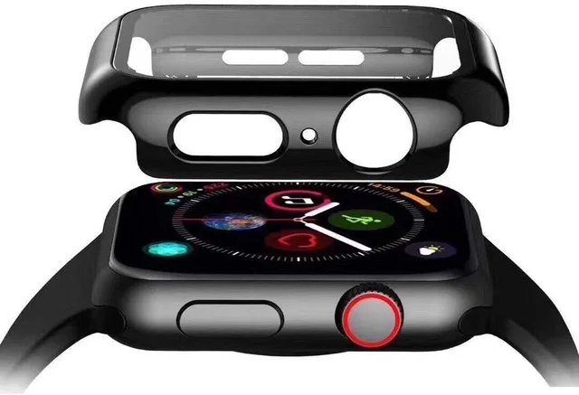 Чехол из закаленного стекла для Apple Watch, 44 мм, 40 мм, серия 5, 4, 3, защитный чехол для Apple Watch, 38 мм, 42 мм, аксессуары - Цвет: black