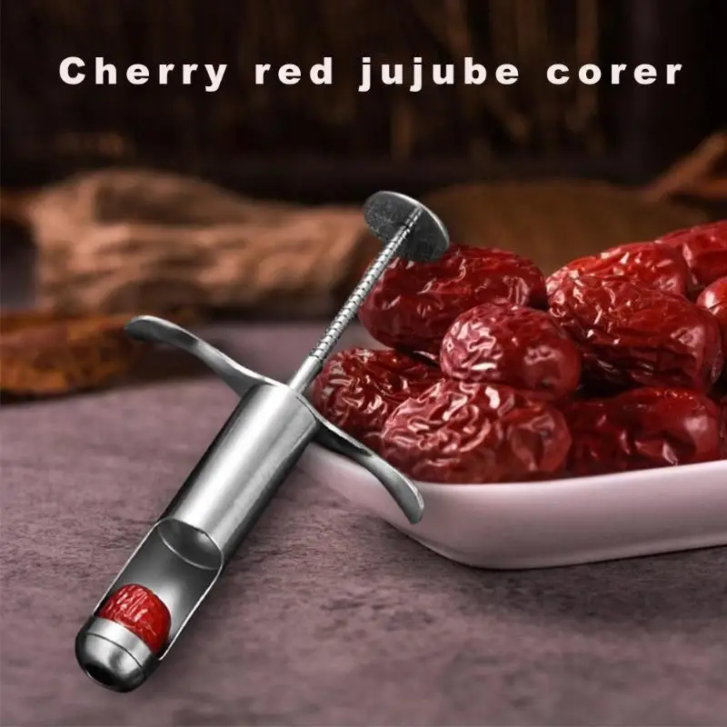 Нержавеющая сталь вишня Jujube Corer ptter кухонные фрукты инструмент для удаления сердцевины в форме шприца кухонный гаджет