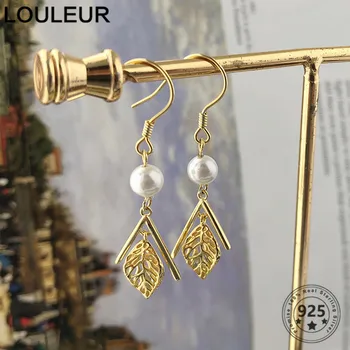 

Louleur 925 Sterling Silver Shell Pearl Earrings High Quality Gold Long Drop Earrings For Women Silver Fine Jewelry Gifts