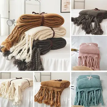 

Bedding Wool Velvet Throw Blanket Soft Travel Blanket Solid Color Bedspread Plush Cover For Bed Sofa Warm Gift Knitted Supplies