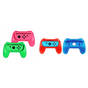 

2 Pair Grips for Nintendo Switch Joy-Con, Wear-Resistant Handle Kit for Switch Joy Cons Controller, Blue Red & Pink Green