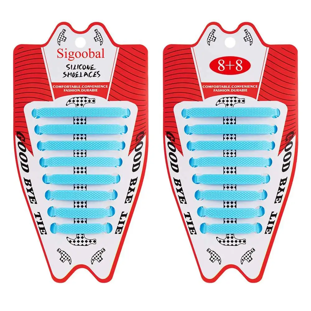 16pcs-Sky blue Эластичные шнурки, силиконовые шнурки для обуви, без шнурков, практичный и удобный, для мужчин и женщин, ленивые шнурки, с пряжкой, для отдыха, спорта, плоские шнурки - Цвет: 16pcs-Sky blue