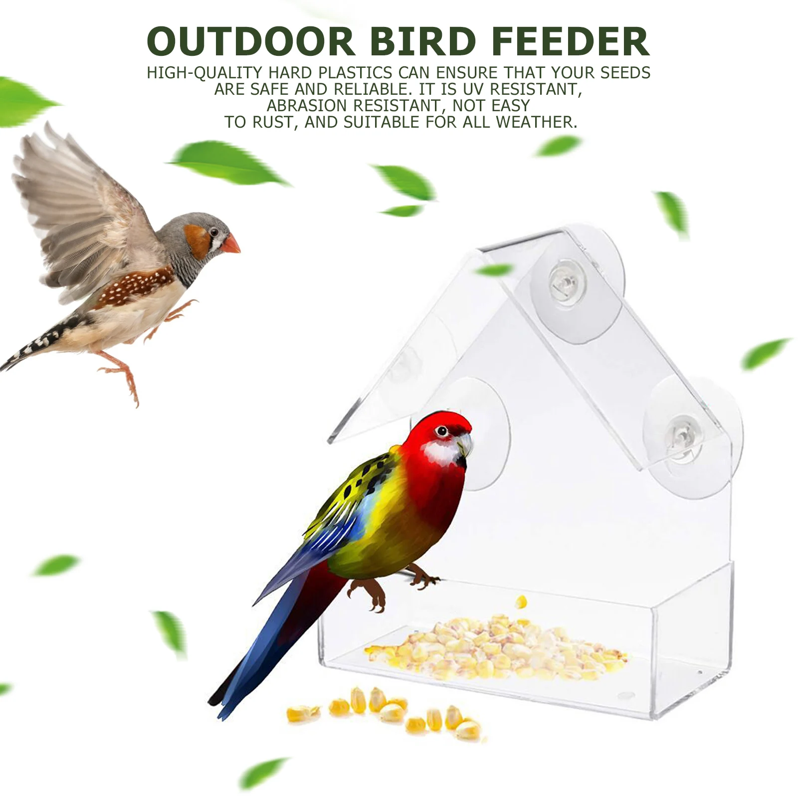 Mangeoire à oiseaux en forme de fenêtre, ventouse transparente résistante  aux intempéries, nichoir suspendu pour jardin extérieur - AliExpress