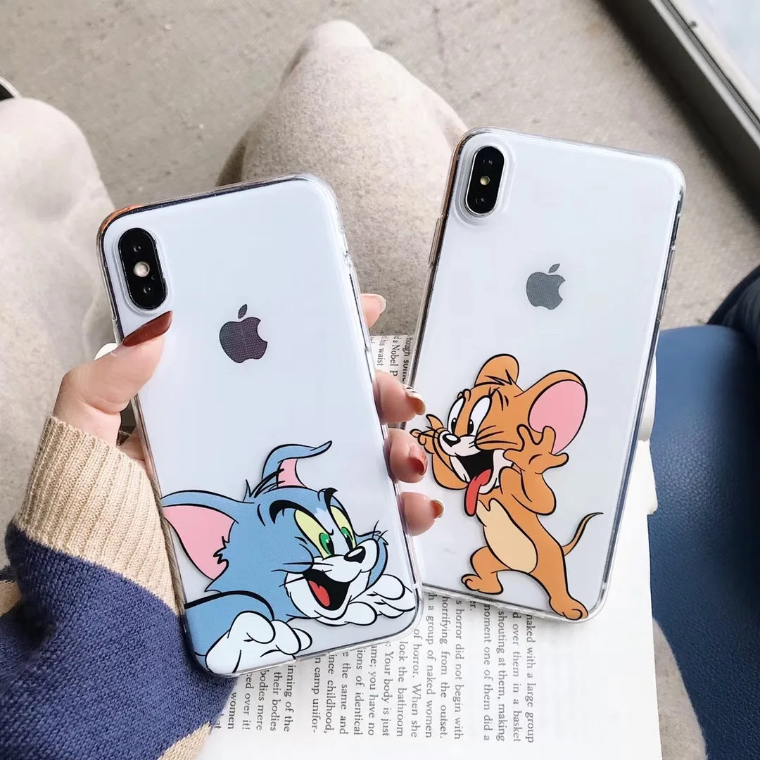 Забавный милый чехол для телефона с мультипликационным рисунком том и Jerry iPhone X XR
