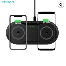 FDGAO двойное сиденье Qi Беспроводное зарядное устройство для iPhone 11 Pro XS Max XR X для samsung S9 S10 Note 10 Беспроводная зарядная док-станция